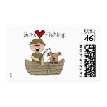Boys Love Fishing Postage Stamps