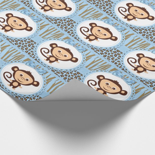 Boys Monkey Baby Shower Wrapping Paper-3