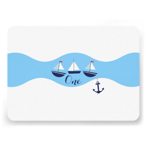 Boy's Nautical 1st Birthday Party Invitation