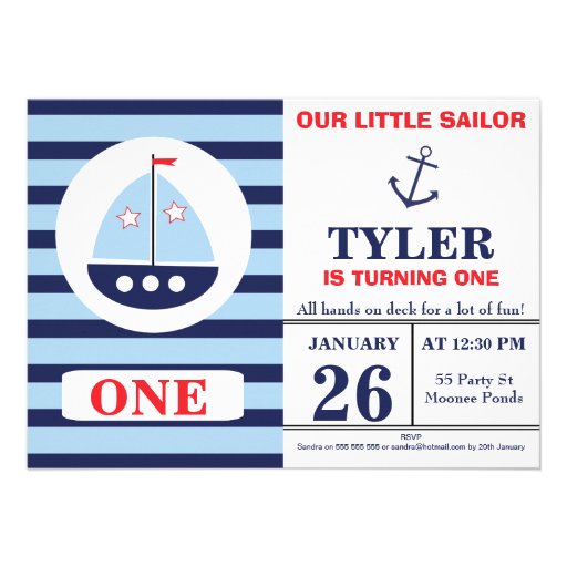 Boy's Nautical Birthday Party Invitation