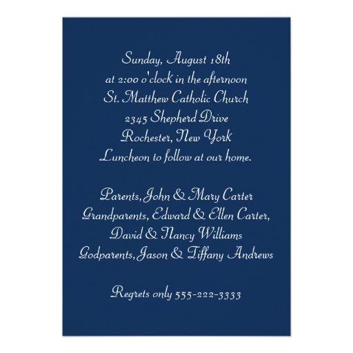 Boys Navy Blue Photo Christening Invites