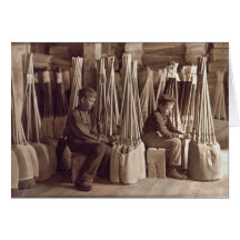 Boys Packing Brooms, 1908 Card
