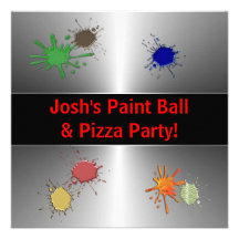 Boys Paint Ball Party Custom Announcement
