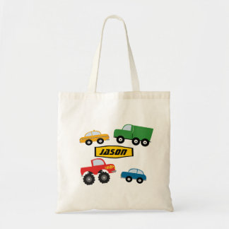 Boys Personalized Transport Vehicles Tote Bag