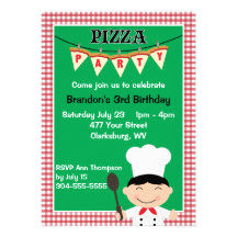 Boy's Pizza Party Custom Announcement