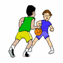 Boys playing ball photo sculptures