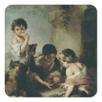 Boys Playing Dice, c.1670-75 Square Stickers