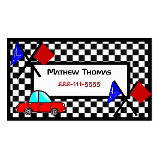 Boy's Racing Safety card Business Cards (front side)