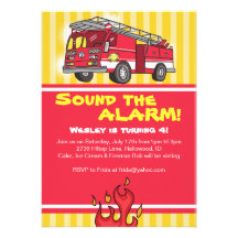 Boys Red Firetruck Invitations