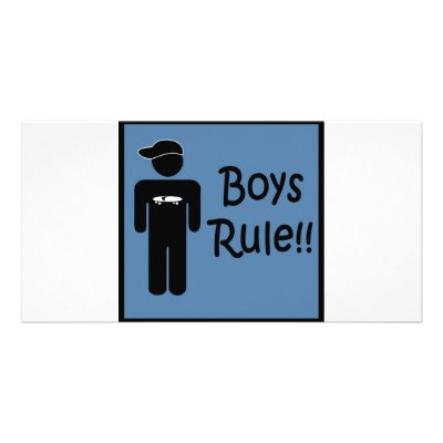 Boys Rule Customized Photo Card by definnativearts