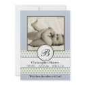 Boys Sage Dots Birth Announcement invitation