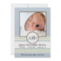 Boys Sage Dots Birth Announcement invitation