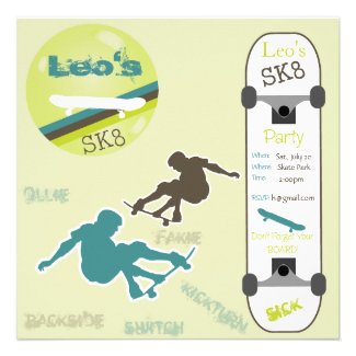 Boys Skateboard Party Invitation