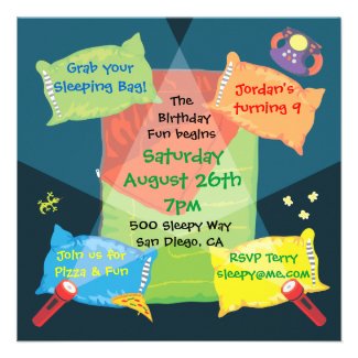 Boy's Sleepover Birthday Party Invitation