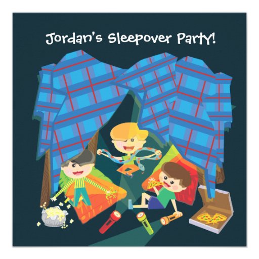Boy's Sleepover Birthday Party Invitation