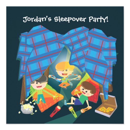 Boy's Sleepover Slumber Party Invitation (front side)