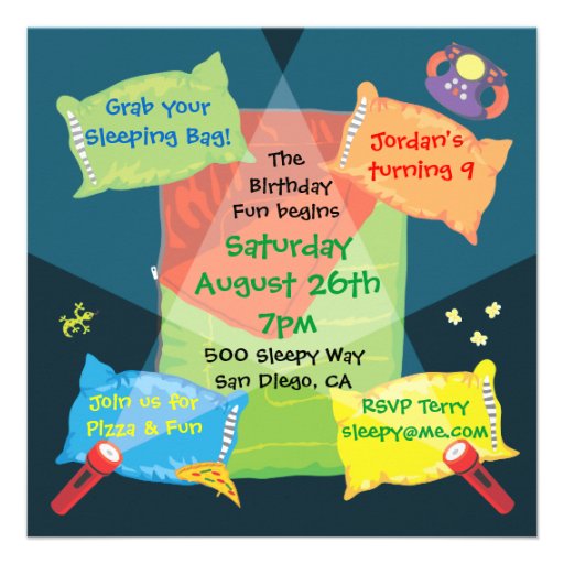 Boy's Sleepover Slumber Party Invitation
