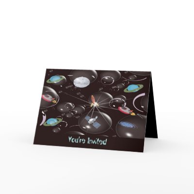 Boy's Space Birthday Invitation Greeting Card by jbranam