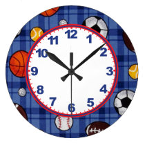 Boys Sports Clock with Numbers at Zazzle