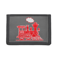 Boys steam train engine your name wallet