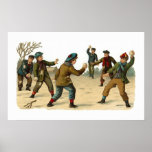 "Boys Throwing Snowballs" Vintage Christmas posters
