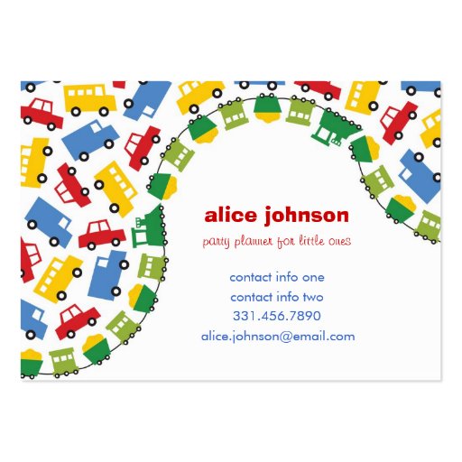 Boys' Toys Children Party Planner Fun Profile Card Business Card (front side)