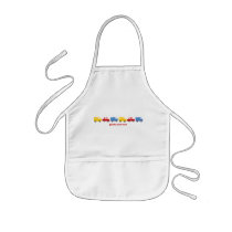 Boy's Toys Fun Colorful Car Bus Truck Gift Apron by fat_fa_tin Boy's Toys Fun Colorful Car Bus Truck Gift Apron