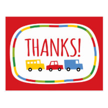 Boys Toys Kid's Birthday Party Thank You Note Card Postcard