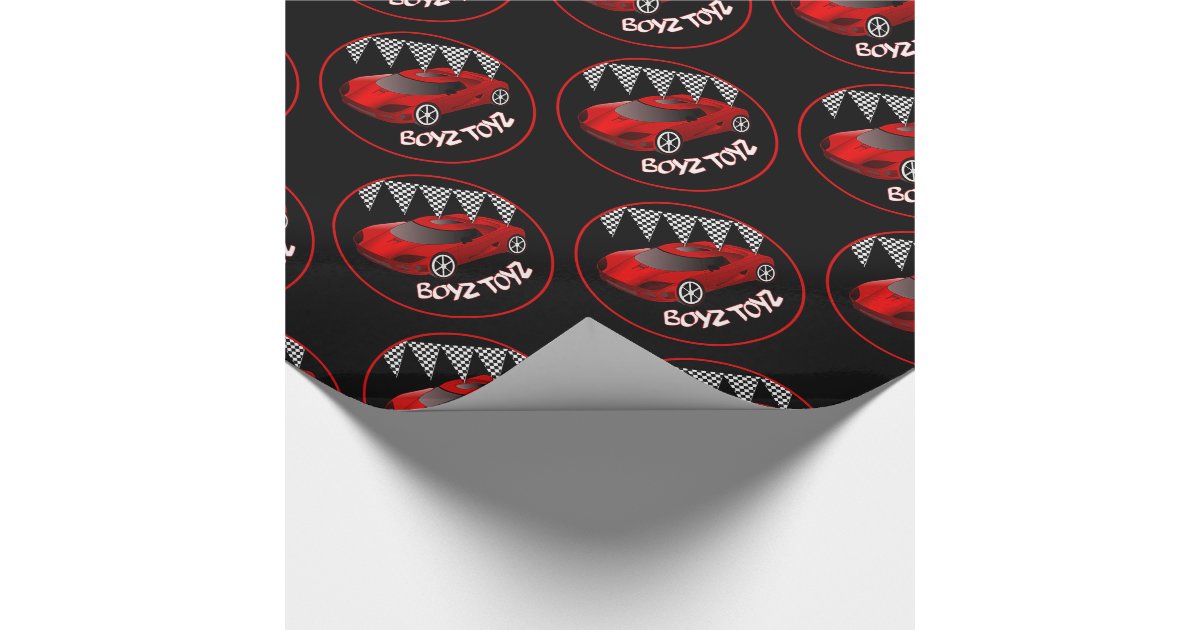 Boys Toys Red Sports Car Wrapping Paper Zazzle