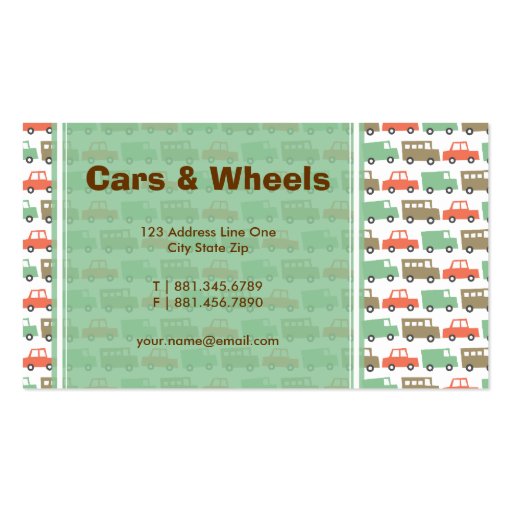 Boys Toys Retro Cars Fun Custom Profile Card Business Card (front side)