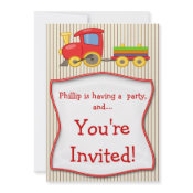 Boys Train Birthday Party Invitation invitation