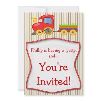 Boys Train Birthday Party Invitation  
