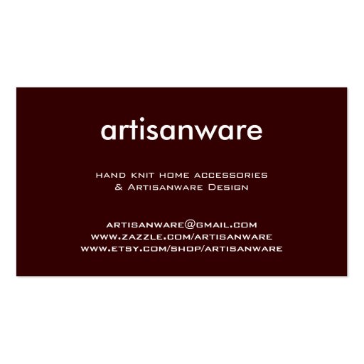 bpc Artisanware Business/Profile Card Business Cards (back side)