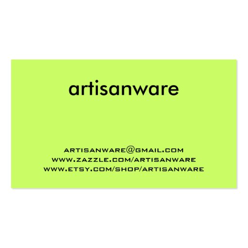 bpc Artisanware Knit Business/Profile Card Business Card (back side)
