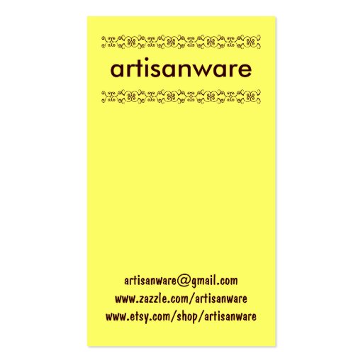 bpc Artisanware Knit Business/Profile Card Business Card (back side)
