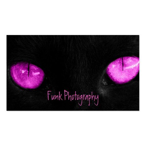 BPUR Black Cat Purple Eyes Business Card Template (front side)