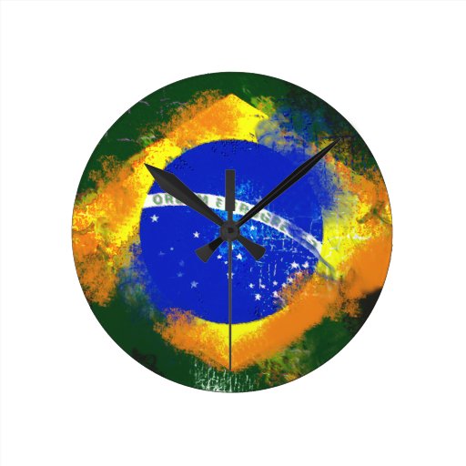 BR Brasil brazilian flag Round Clock Zazzle