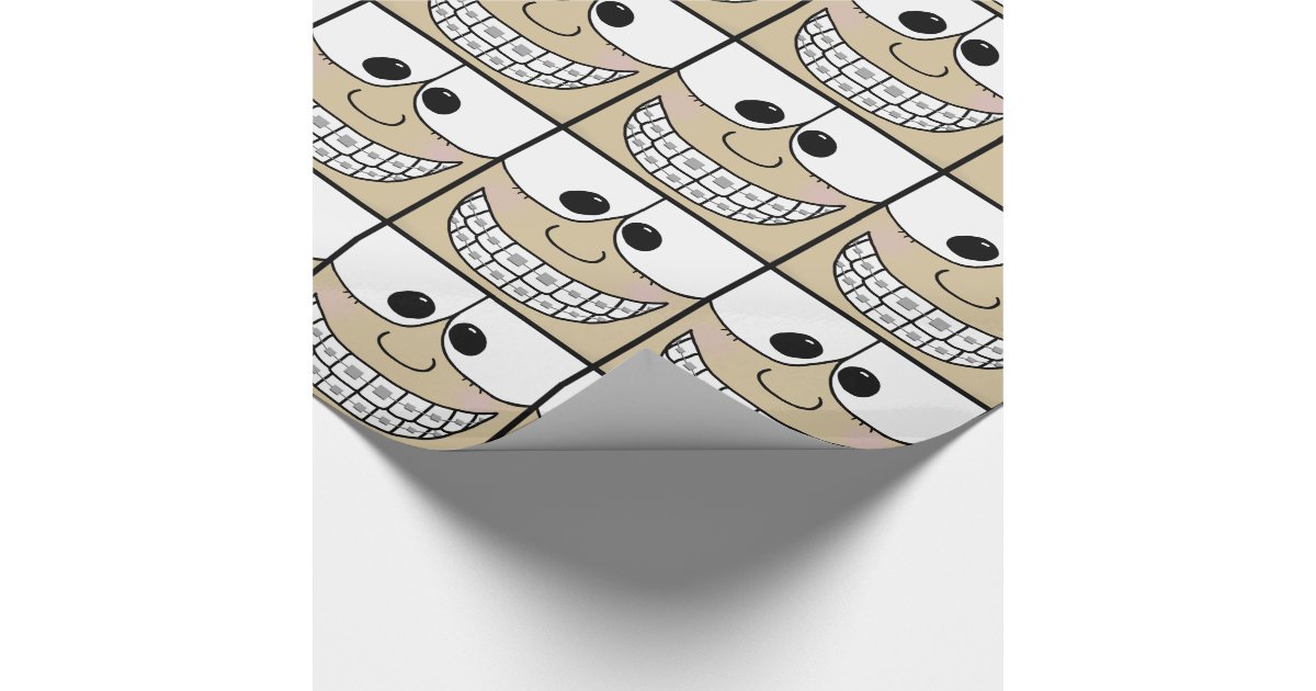 Brace YourselfSmiling Face with Braces on Teeth Wrapping Paper Zazzle