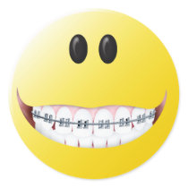 Braces Smiley Face stickers by tshirtmonkey Braces Smiley Face stickers