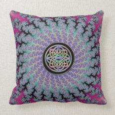 Braided Fractal Rug with Rainbow Celtic Knot Pillow
