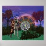 Brain Alien Cyborg holding Beautiful Alien Girl posters