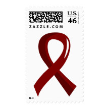 Brain Aneurysm Burgundy Ribbon 3 Stamps