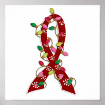 Brain Aneurysm Christmas Lights Ribbon Print