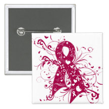 Brain Aneurysm Floral Swirls Ribbon Pinback Button