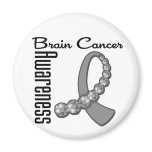 Brain Cancer Awareness Gemstone Ribbon Fridge Magnet