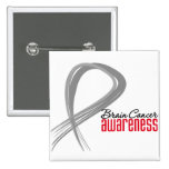 Brain Cancer Awareness Grunge Ribbon buttons