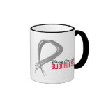 Brain Cancer Awareness Grunge Ribbon mugs