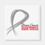 Brain Cancer Awareness Grunge Ribbon magnets