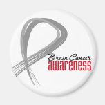 Brain Cancer Awareness Grunge Ribbon magnets