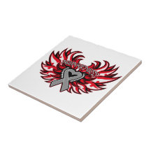 Brain Cancer Awareness Heart Wings Tiles